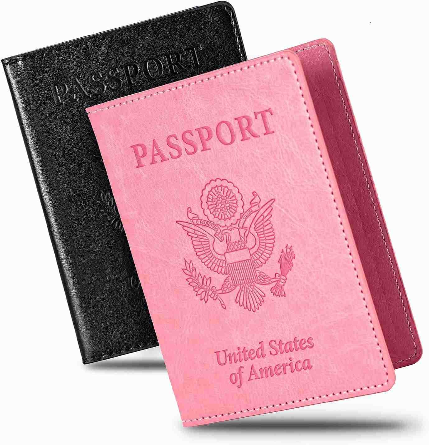 2 Pcs Passport holdersUltra Slim passport walletPU Leather Passport Cover for Women and MenZ250910