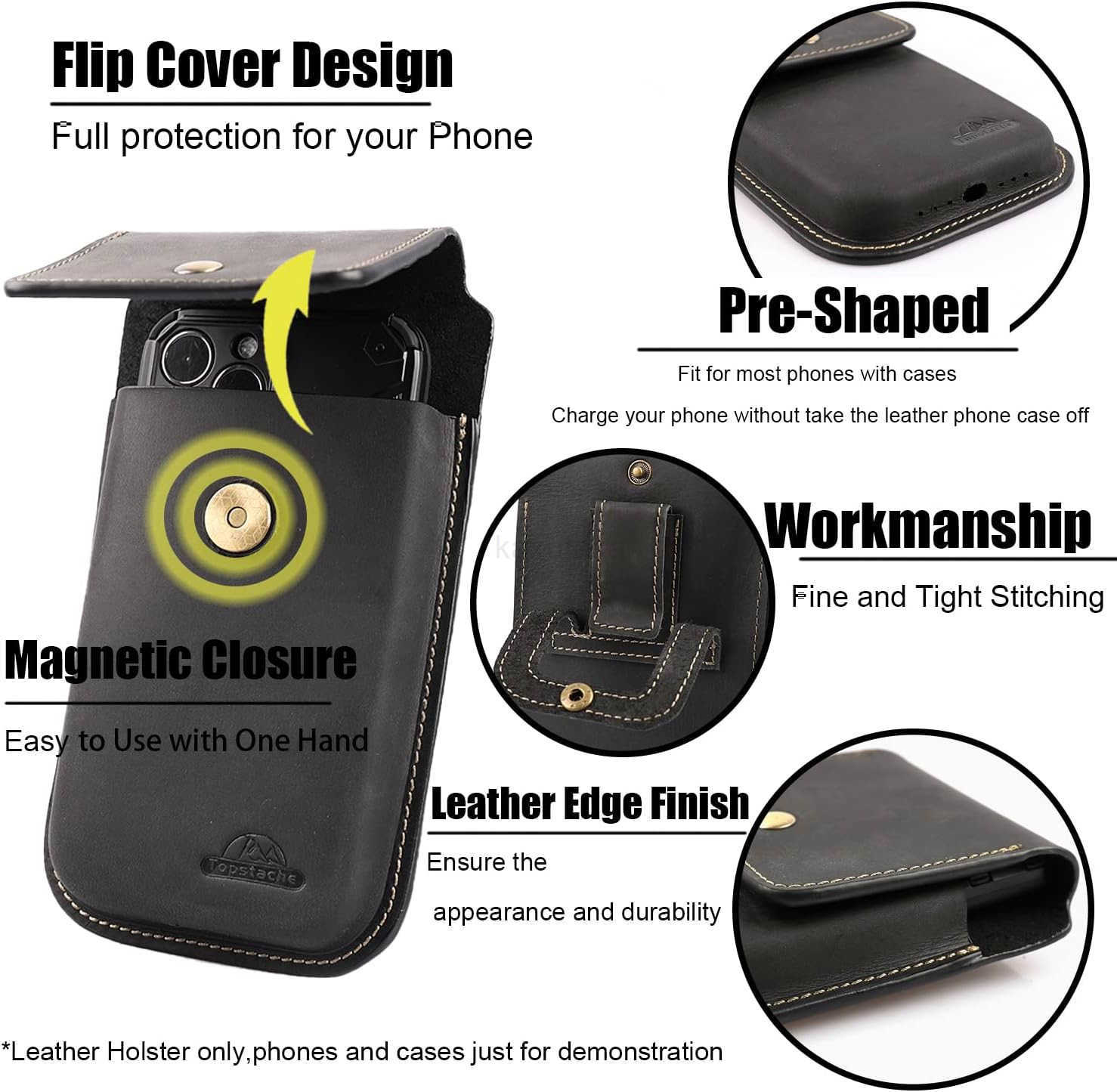 Leather Phone Holster for BeltFlip Cell Phone Case with Belt Clip for S22 UltraS22 PlusS22 Pouch for iPhone 1413 Pro Max Universal Smartphone Sheath Z