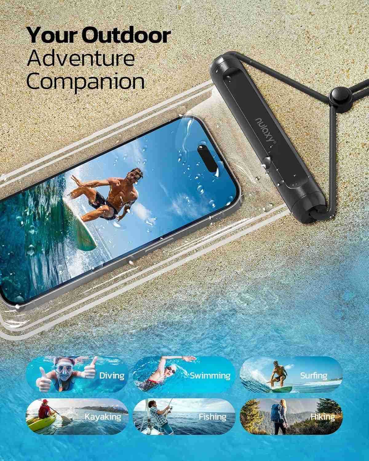 2 Pack IPX8 TPU Waterproof Phone Pouch Double Sealing Cell Phone Dry Bags with Lanyard Fit up to 75 Devices Protector Case for iPhone 15 14 13 12 11 P