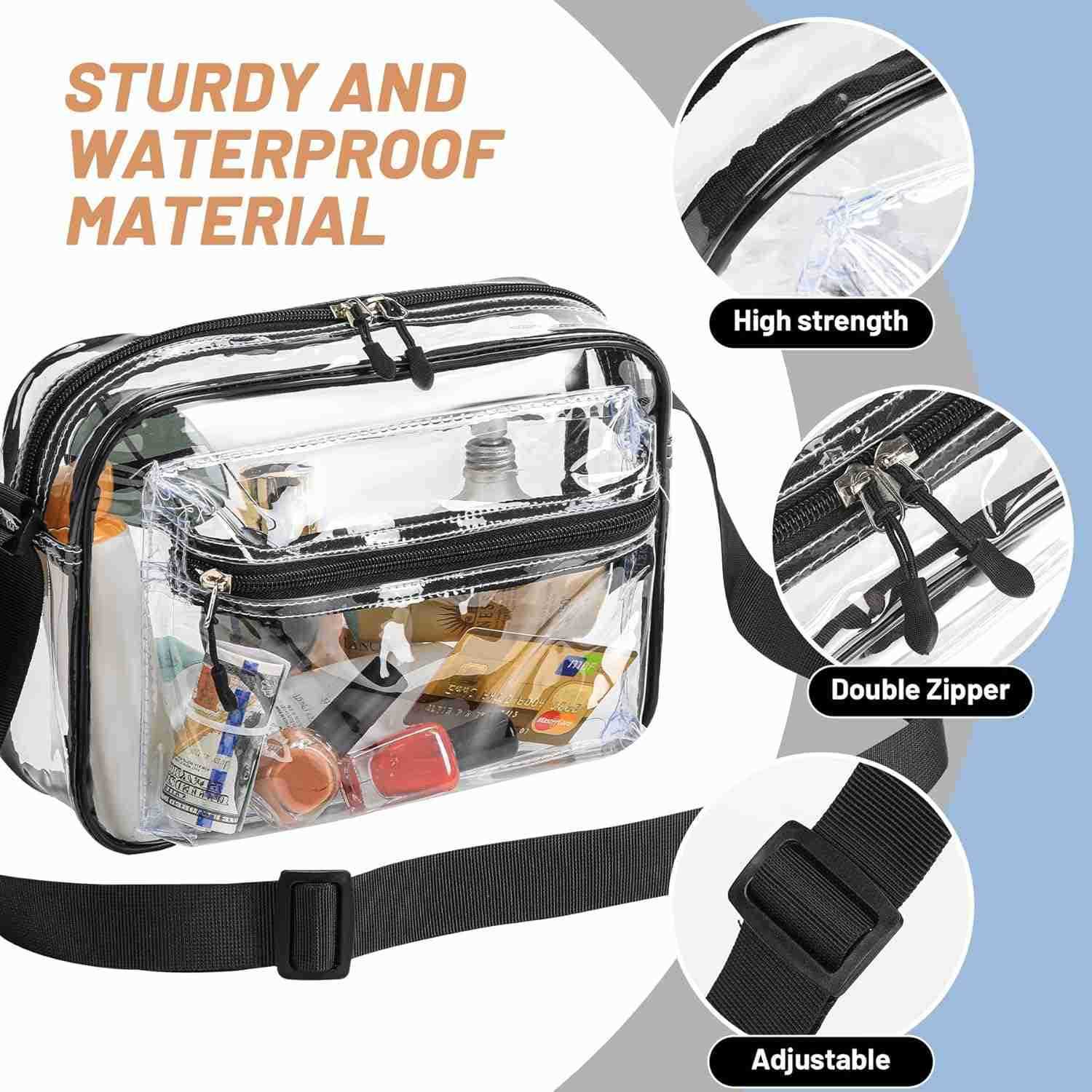 Womens See Through Messenger Bag Clear Stadium Work Crossbody Shoulder Purse M250910