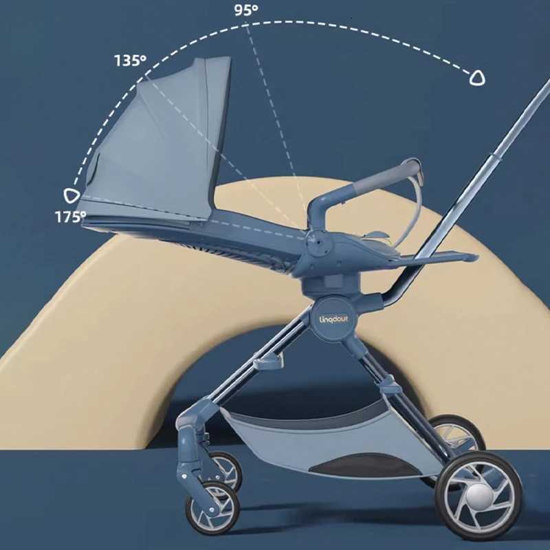 Baby Stroller Can Sit or Lie Down a Button Folding Lightweight Carrying High Landscape Mobile Dining Chair Twoway Stroller W250910