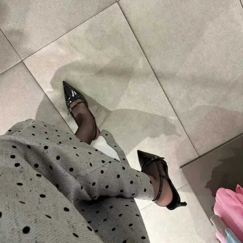 Black High Heel Women 2024 Summer Woman Pumps Pointed Leather Sexy Slingbacks Shallow Mouth Single Shoes For Sandals W250910