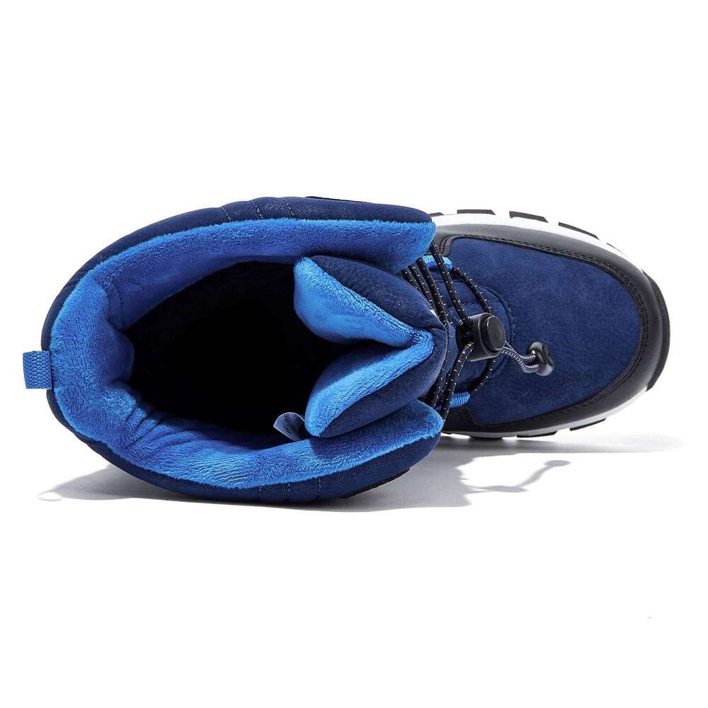 HOBIBEAR Kids Snow Boys Girls Mid Calf Waterproof Shoes Warm Faux Fur Lined Insulated Elastic Band Winter Boots