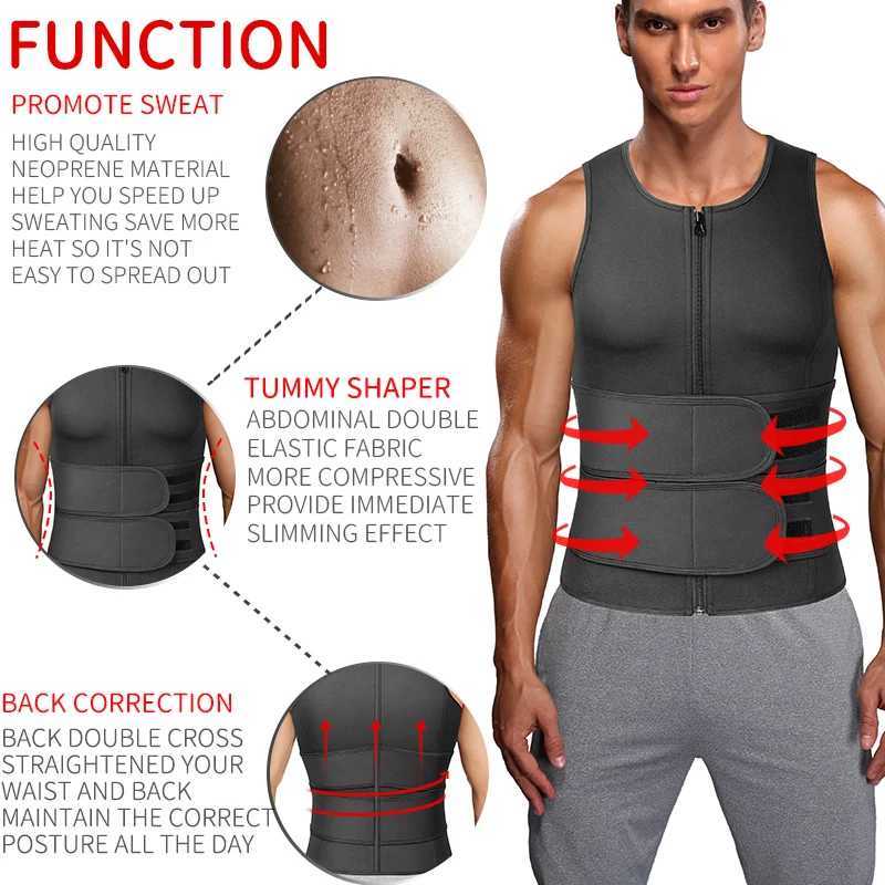 Men Waist Sauna Vest Fitness Corset Abdomen Slimming Body Shaper Belly Reducing Shapewear Burn Fat Shirt Trimmer Belt W250910