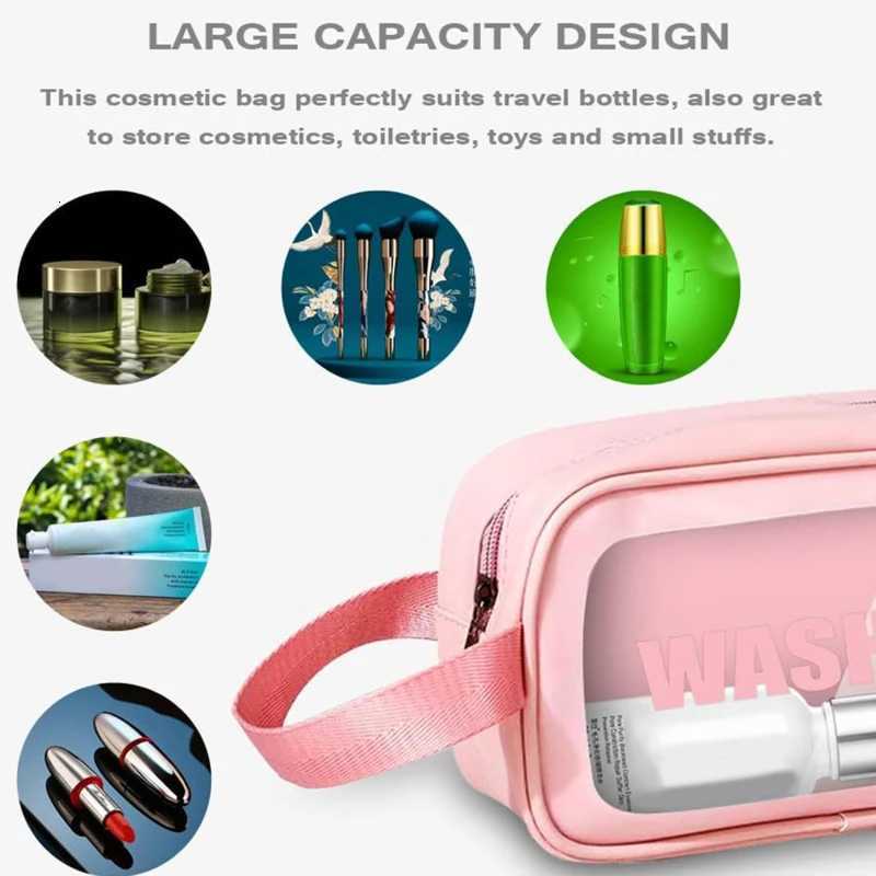 PVC Portable Travel Cosmetic Bag Storage Bag Large Capacity Wash Bag Waterproof Beauty Case Makeup Organizer Female TransparentXJ250910
