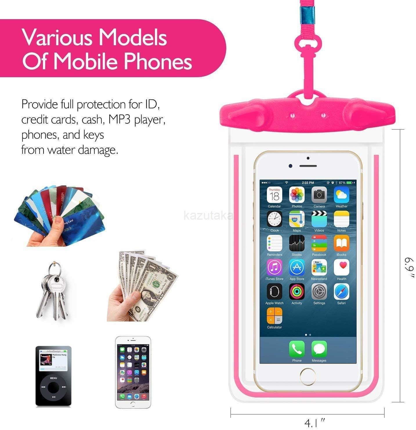 Waterproof Phone Pouch 4 Pack Waterproof Phone Case with Lanyard Protector for iPhone16 15 14 13 12 Pro Max XS Plus Note up to 69 IPX8 Cellphone Dry B