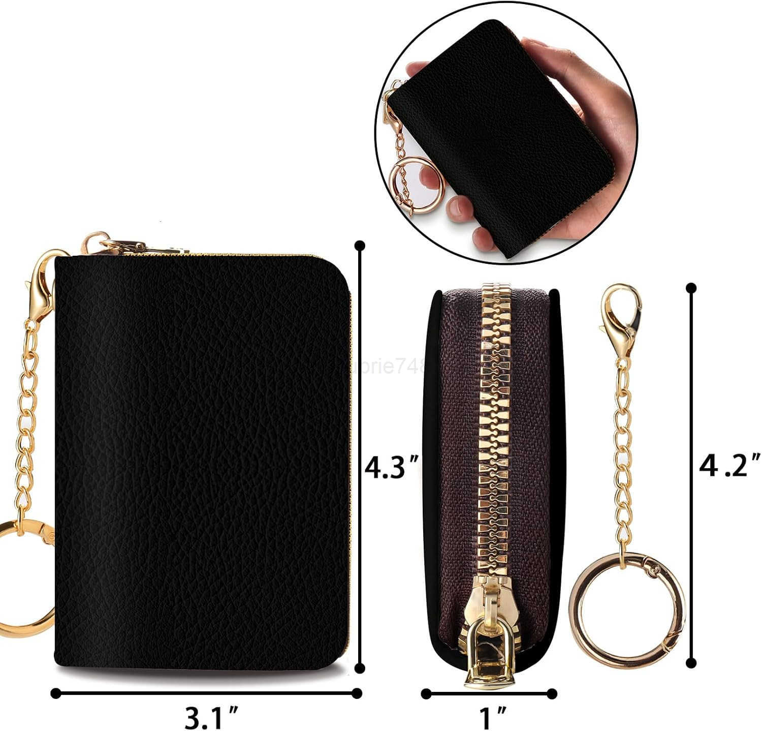 CARD Holder RFID Wallet Small Card Holder Wallet for Women with Keychain Zipper Funny Leather Print CARD Wallets Accordion GiftZ250910