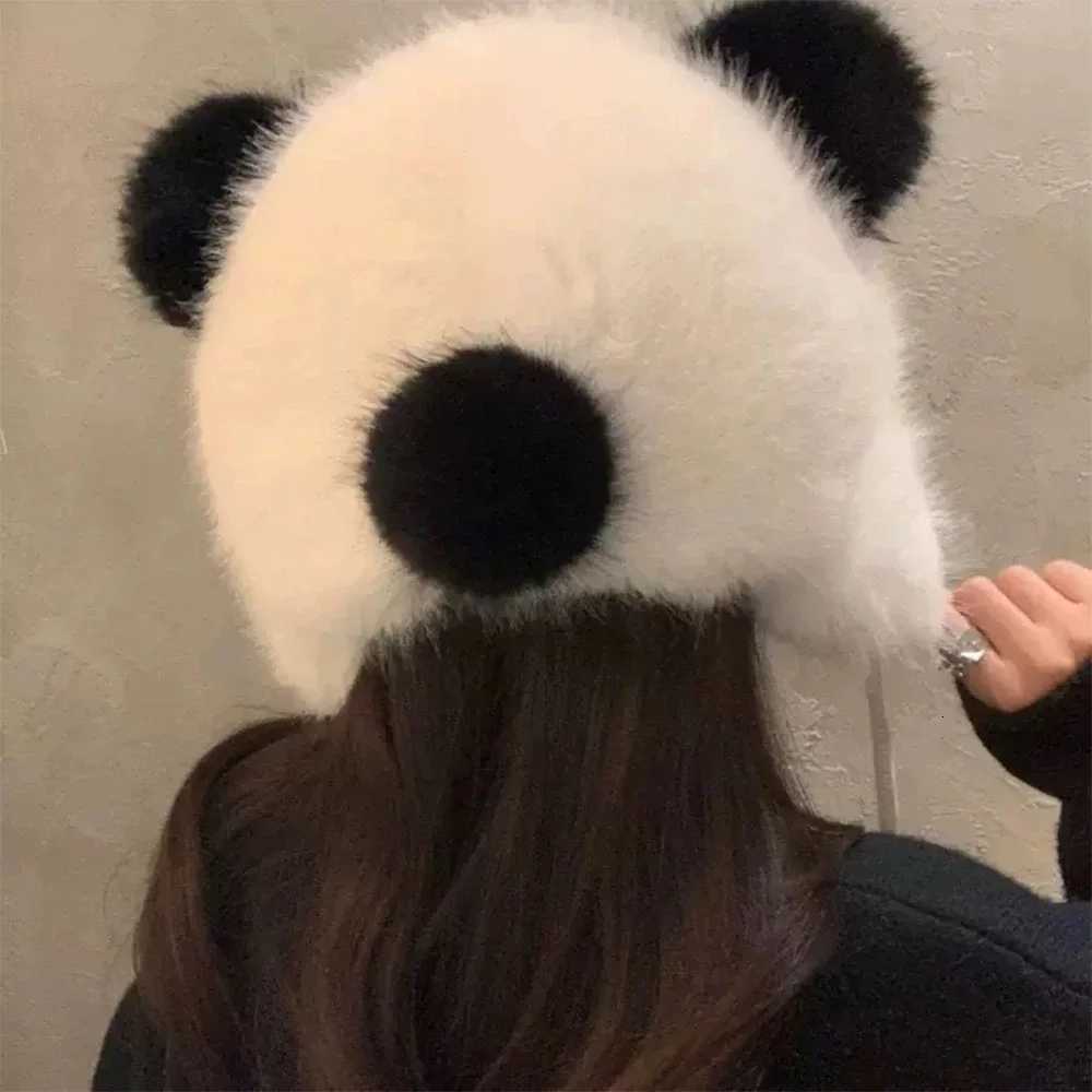 Winter Panda Plush Hat Outdoor Cycling Ear Protection Hats Thickened Warm Hat Casual Fleece Girls Hat Womens Warmth Cs GiftsXJ250910