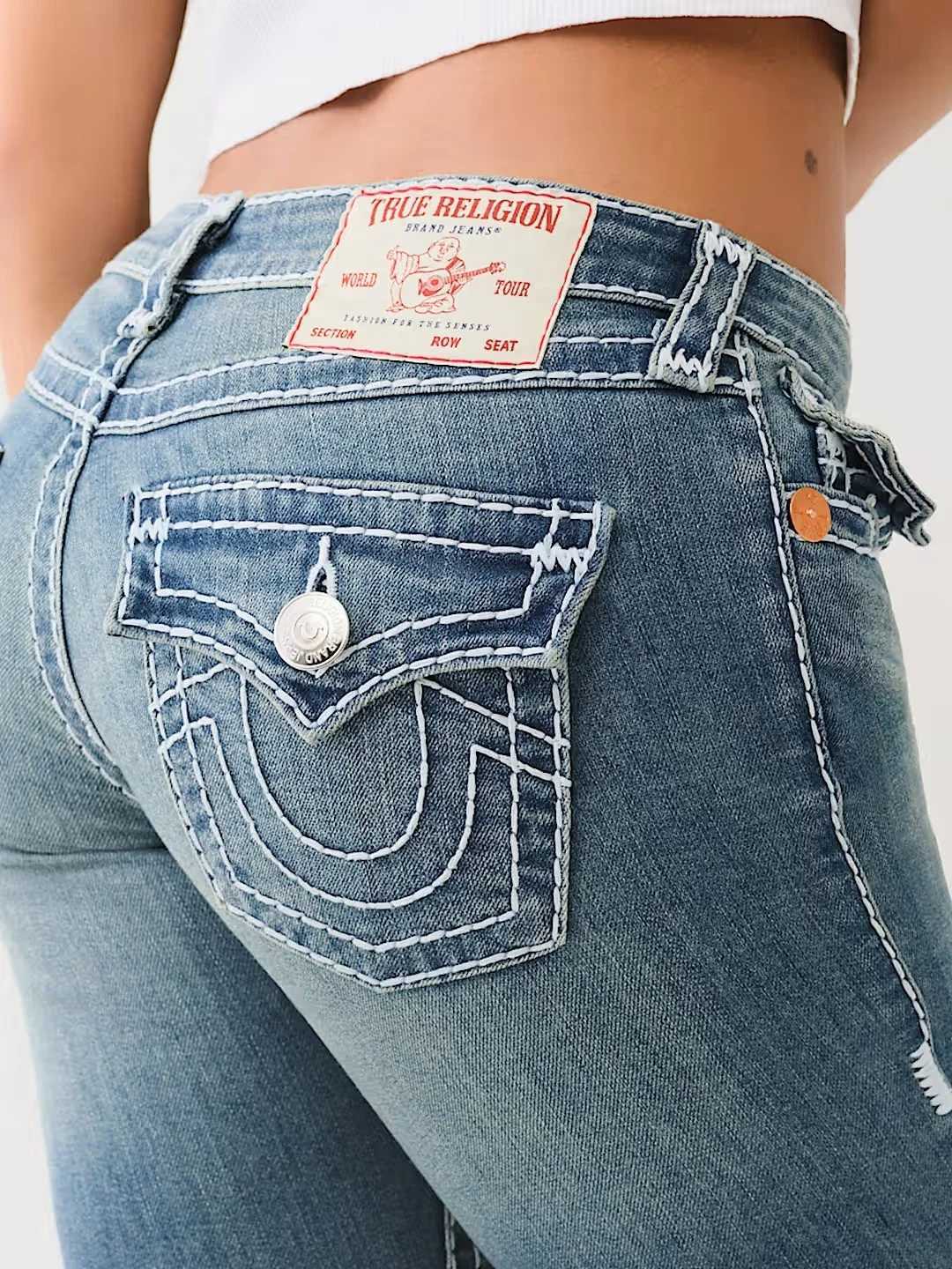Embroidered retro pocket blue loose jeans high waist slim bell bottom pants American retro Harajuku Gothic hip hop women jeans Z250910