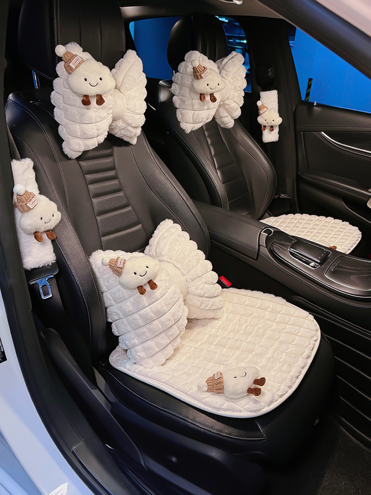 Car Seat Cushion Winter Plush Puff Cute Ladies Light Luxury Highend Warm Heating Rear Seat Cushion 250910