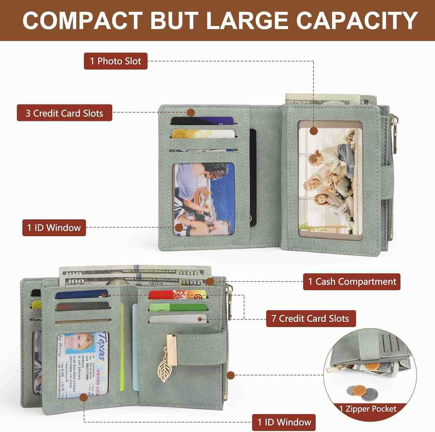 Small Wallet Women RFID Blocking Leather Bifold Wallet CARD Holder for Women Ladies Compact Wallet Mini Purse With Zipper PocketZ250910