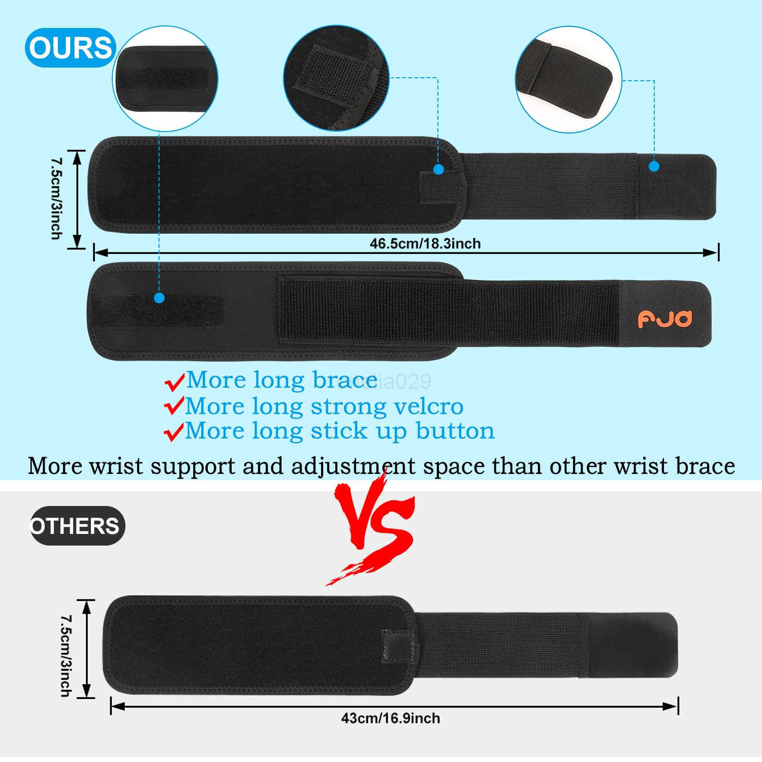 Wrist Brace Carpal Tunnel 2 PACK New Upgrade Material Extended wristband Adjustable Wrist Support for Arthritis and Tendinitis Pain Relief Hand Wrist 