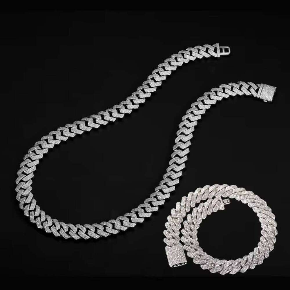 Mang Hiphop VVSMossanite Bracelet 6mm 8mm 10mm 12mm 15mm GRA S Sier Necklace Moissanite Cuban Chain