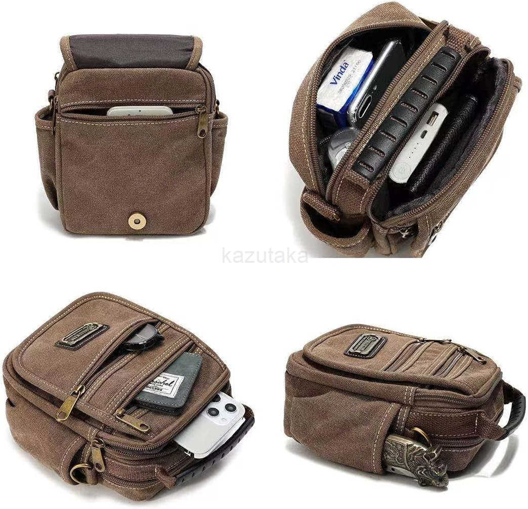 Man Small Canvas Crossbody Phone Purse Bag Mini Messenger Bag Waist Belt Side Bag Z250910