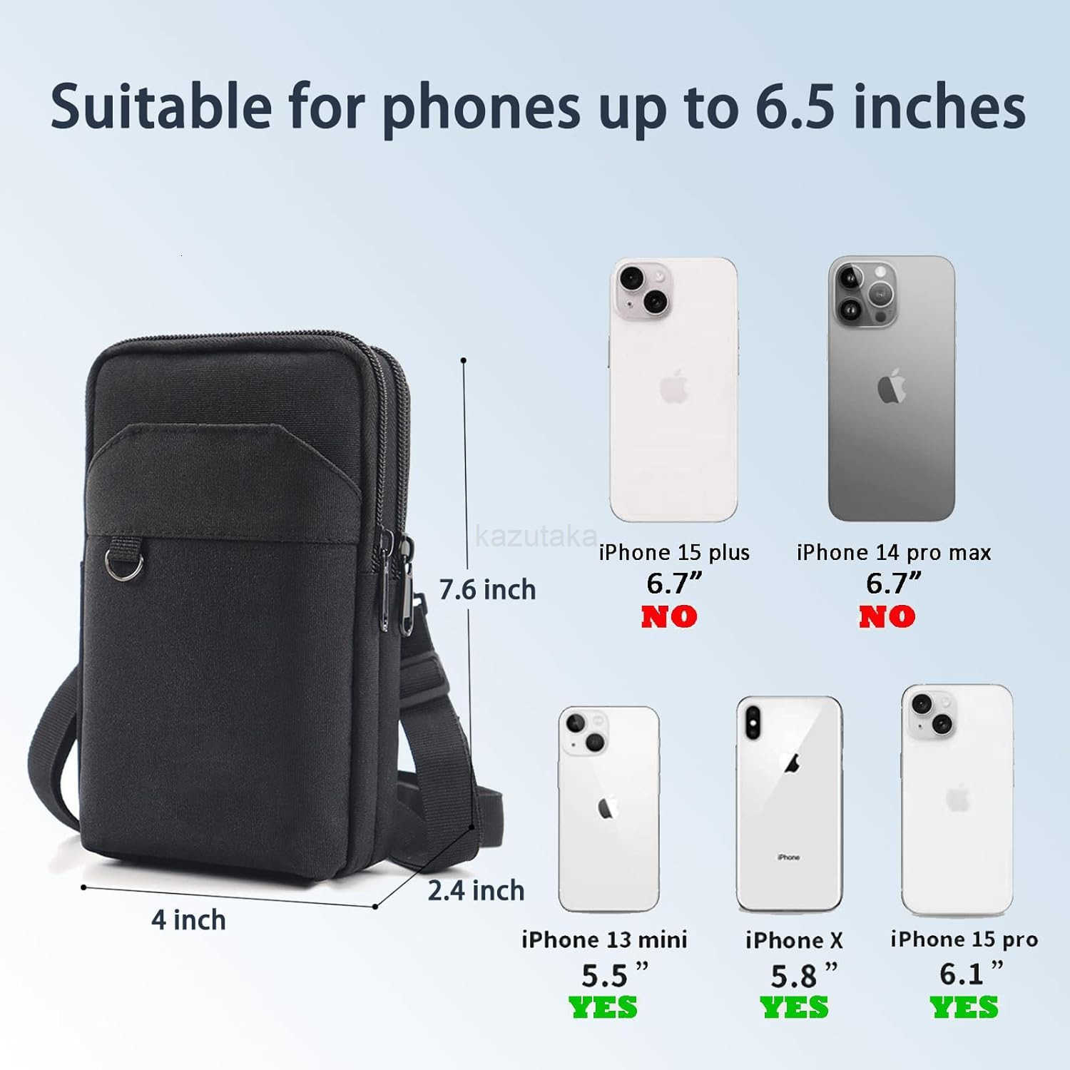 Travel Cell Phone Pouch Belt Pouch Phone Holster Crossbody Bag with Shoulder Strap for iPhone Case Holder for Hand with Neck Lanyard Smartphone Walkin