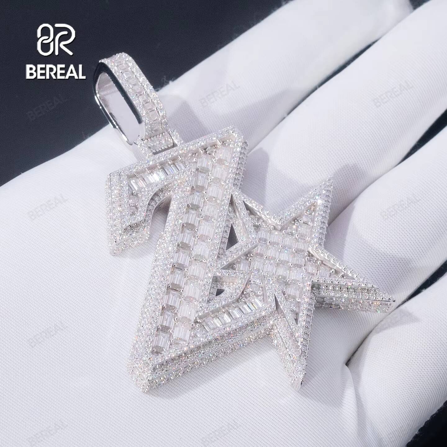 Real Gold Gra Certified Princess Cut Vvs Moissanite Initial Pendant High Quality White Gold 925 Silver Hip Hop Pendant Jewelry Customizable