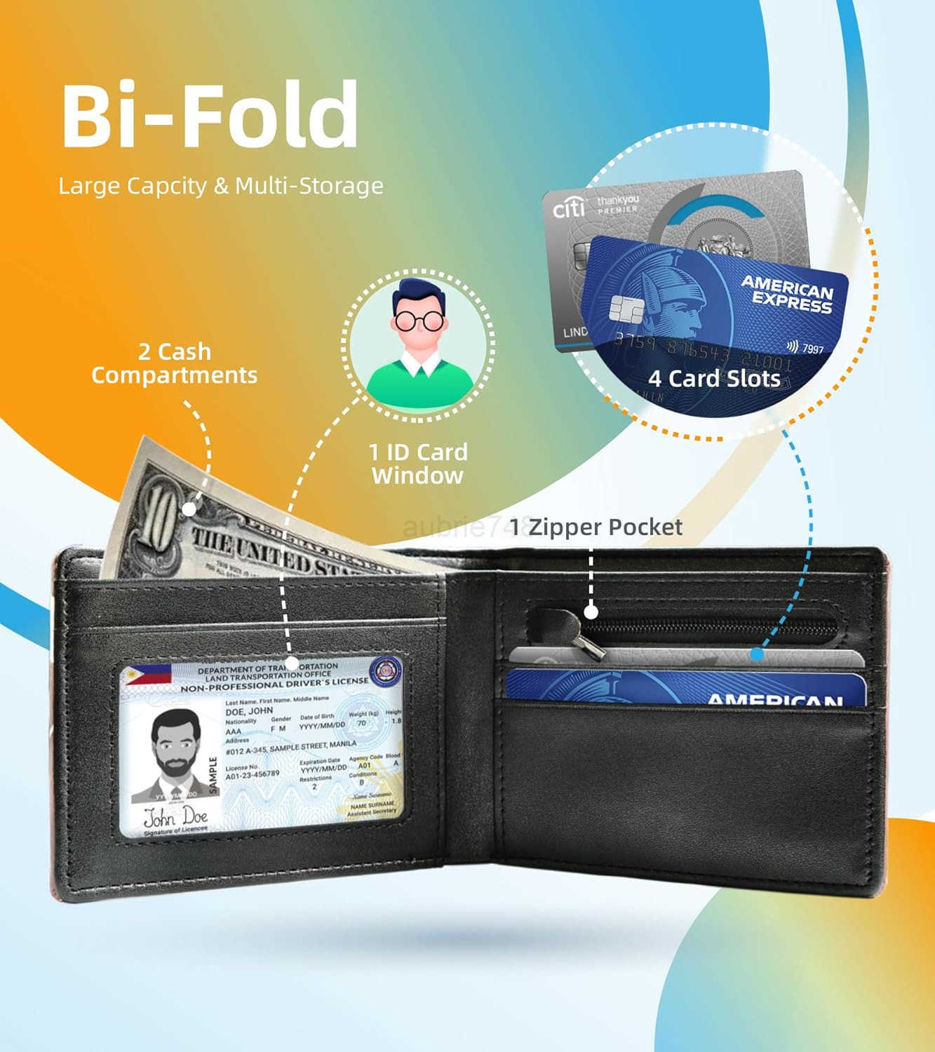 CARD Holder Wallet Rfid Blocking boys Bifold Teen Cool Cute for CAsh with ID Window Cardholder Teenage Teenager SoccerZ250910