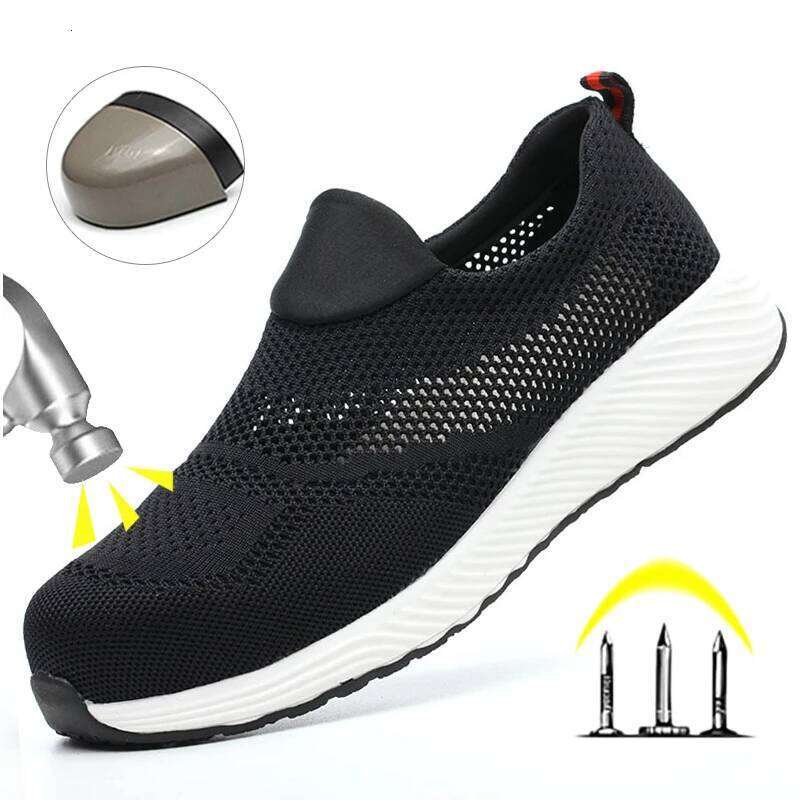 Summer Mesh Lightweight Sneakers Steel Toe Men Women Safety Breathable Construction Shoes Work Boots Footwear