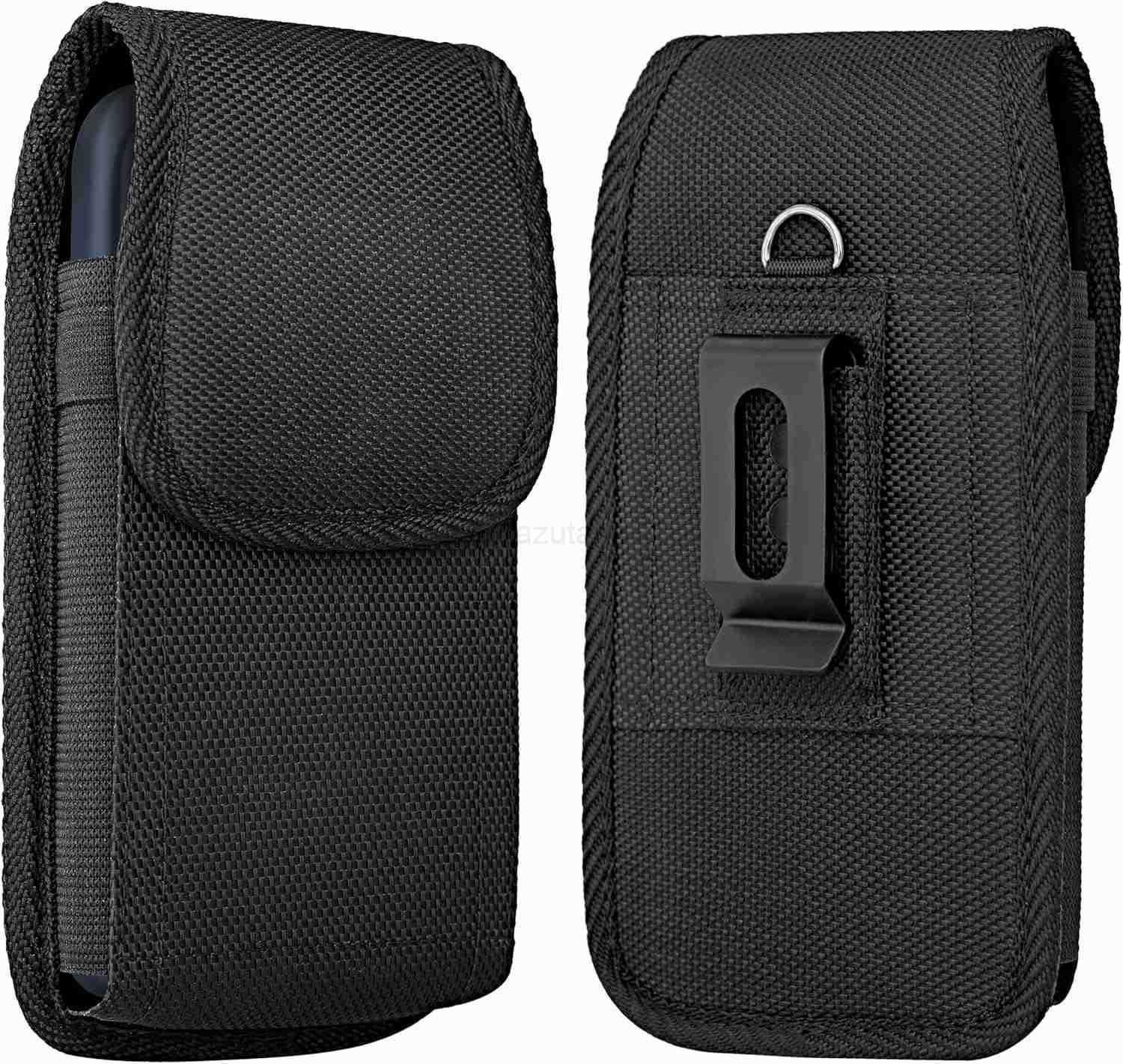 Holster for iPhone 16 15 14 13 12 11 Xs X XRPro Models Cell Phone Belt Holder Case with Clip for Men Heavy Duty Nylon Pouch Fits Phone with Cover on B