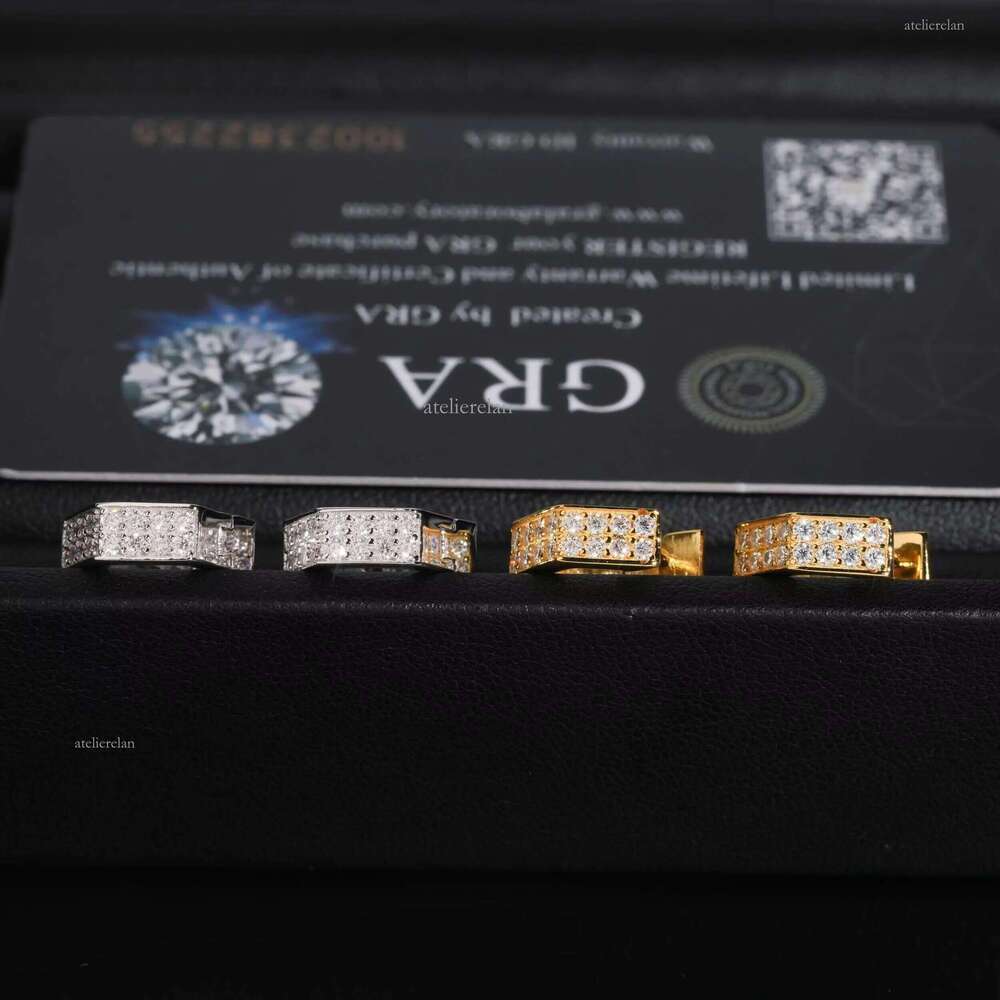 Unique Design Pentagram square Earring Stud Pave Moissanite in Sterling Sier Men Jewelry