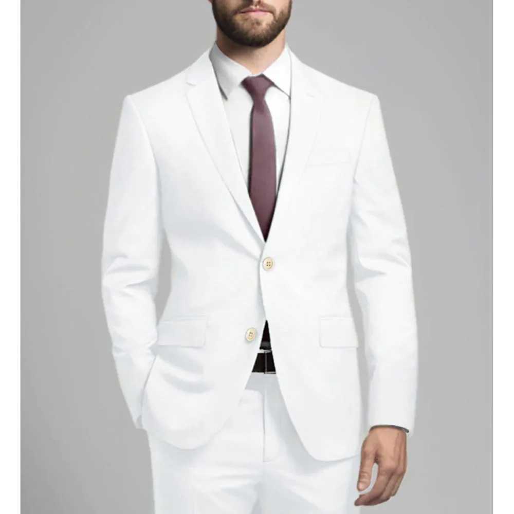 Summer White Men Suits Casual Single Breasted Notch Lapel 2 Piece Jacket Pants Outfits Slim Fit Costume Homme Terno Blazer 2024 W250910