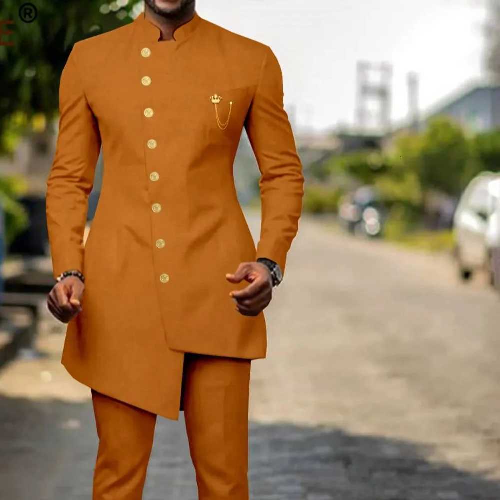 Suits for Men Single Breasted Slim Fit Jackets and Pants 2 Piece Set Clothes for Groom Wedding Evening W250910