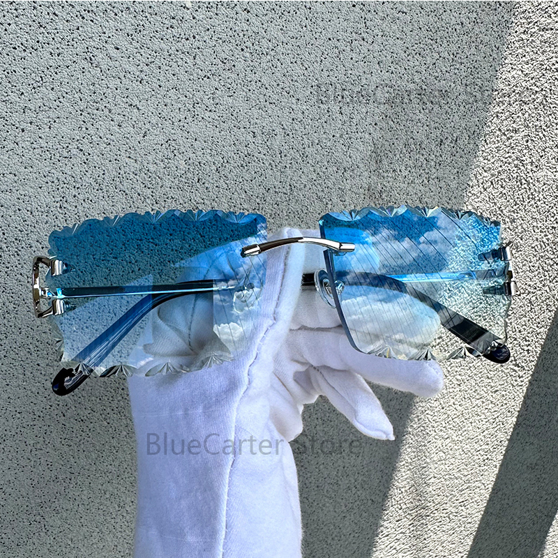 Double Wave Diamond Cut Sunglasses Wire C Y2K Vintage Designer Carter Shades Eyewear Retro Brand Classic Fashion Sun Glasses Mens Decoration 828 Silver