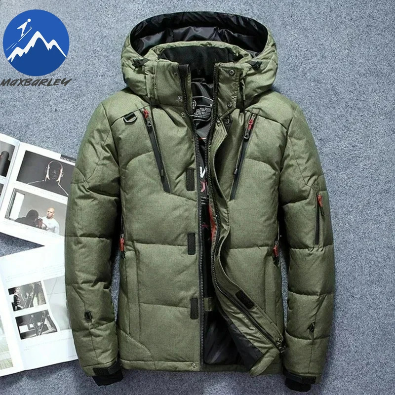 20 Degree Winter Men White Duck Down Jacket Thick Warm Snow Coat Male Hood Windbreaker Parkas Outerwear Sportswear Puffer 250910