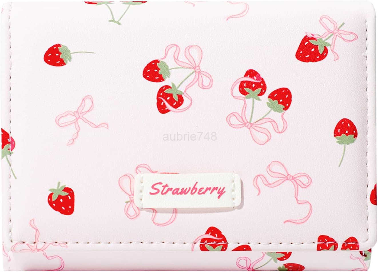 Small Cute Wallet with Strawberry Coquette Bow Print ID CARD Holder for Women Girls PINKZ250910