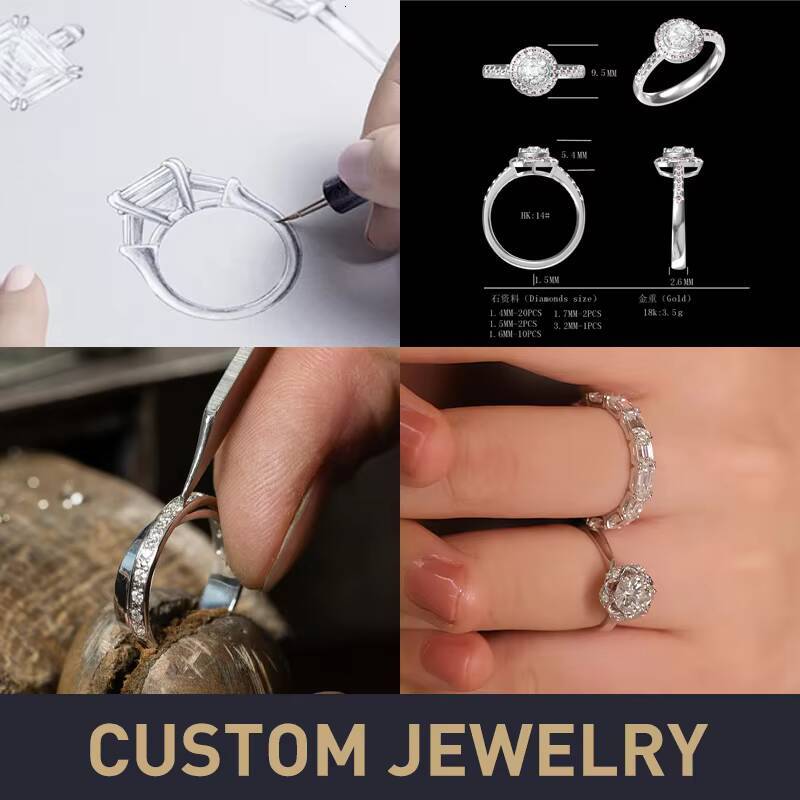 Classic Diamond Moissanite Simple Claw Earrings Round Elegant Style Embedded with Classic Diamond