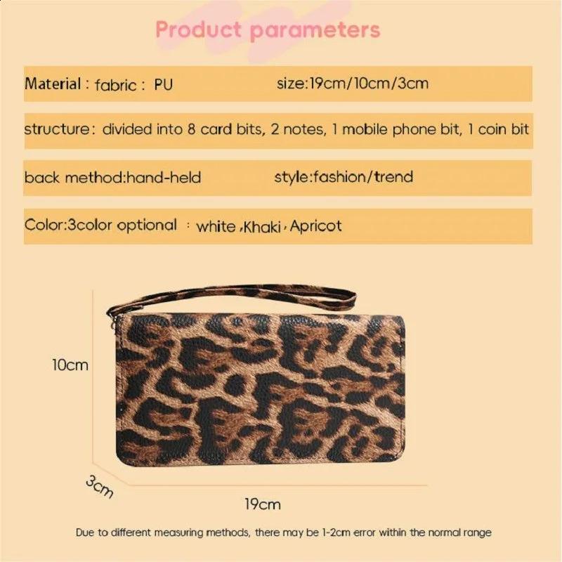 Vintage Leopard Print Long Wristlet Wallet Clutch for Women Leather Zipper Cell Phone Purse Credit Card Wallet with Coin Pocket 250909