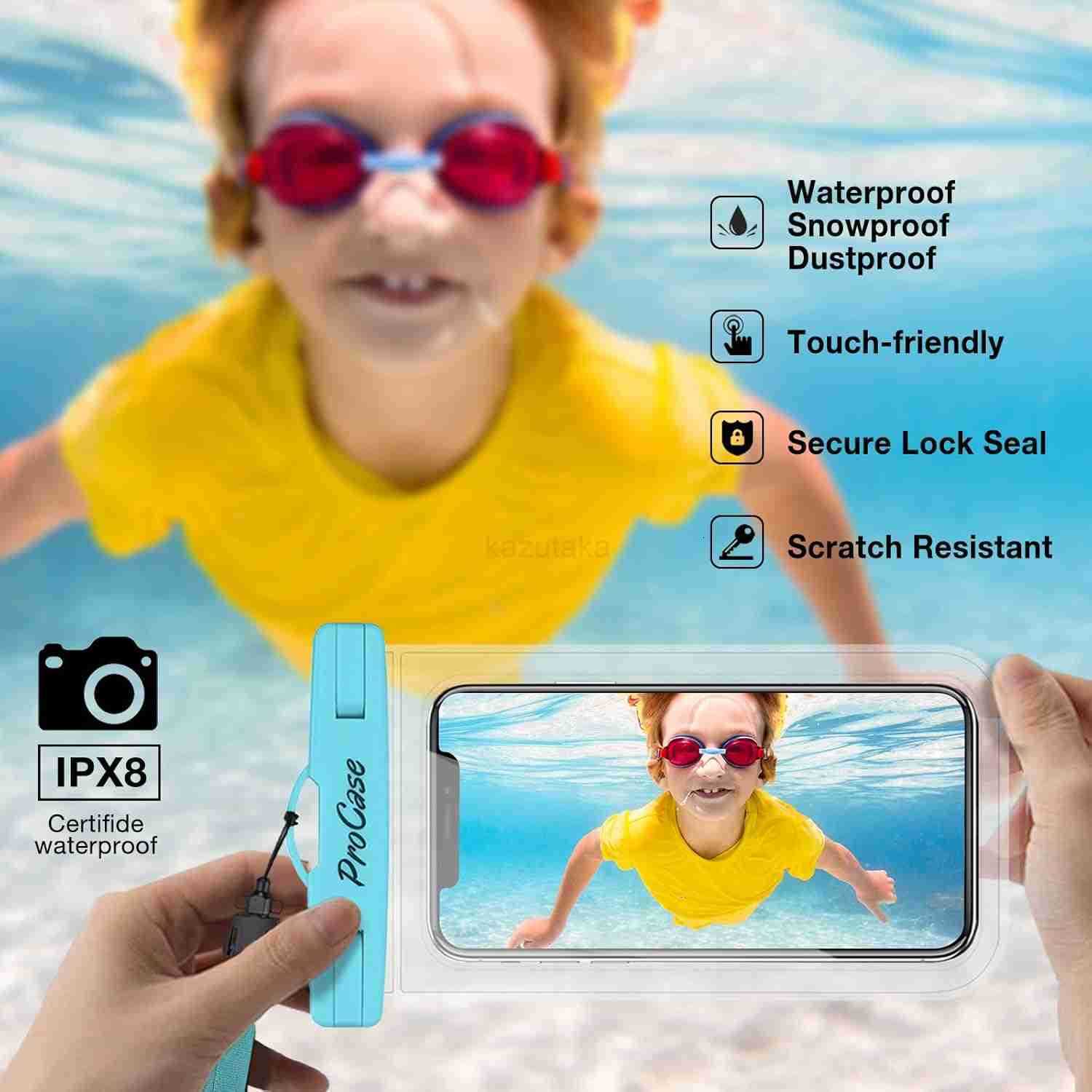 2 Pack Waterproof Phone Pouch Case 7 Universal Underwater Cellphone Dry Bag for iPhone 16 15 14 13 Pro Plus Max 12 11 S24 S23 S22 Ultra Pixel Clear Z2