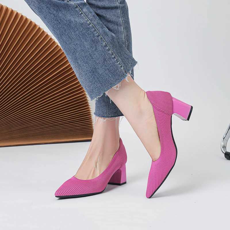 High Heel Womens 2025 Spring and Autumn New Soft Knitted Breathable and Comfortable Shoes W250910