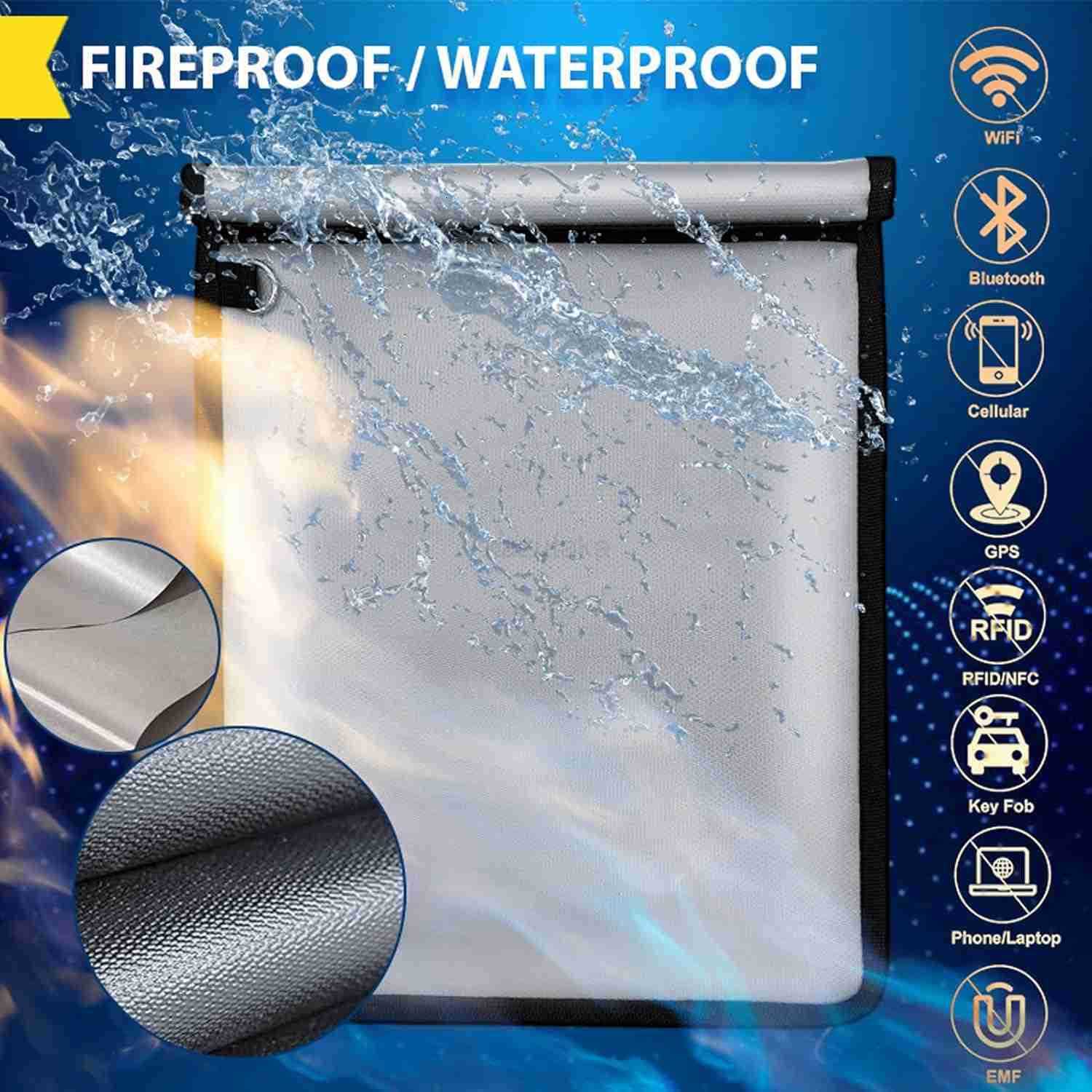 Bags 5 Pack Faraday Cage with Key Fob Protector Fireproof Waterproof Bag EMP Proof Signal Blocker AntiTheft RFID Blocking Pouch for Laptops Tablets Ph
