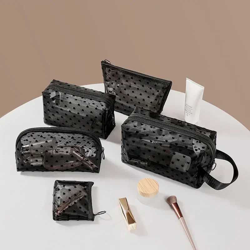 1PCS Women Mesh Makeup Bags Pouch Travel Organizer Handbags Zipper Cosmetic Pouch Bathing Toilet Bags Storage Pouch CaseXJ250910
