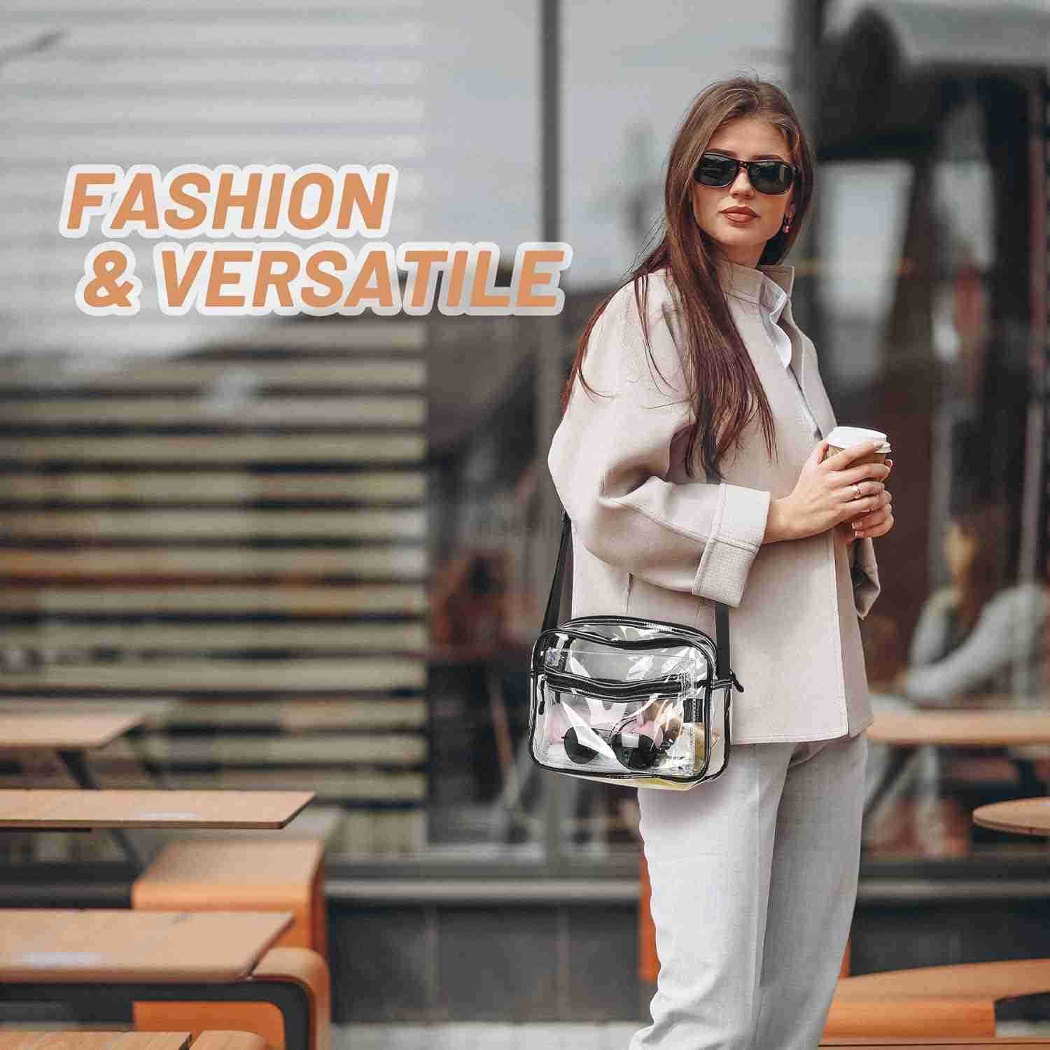 Womens See Through Messenger Bag Clear Stadium Work Crossbody Shoulder Purse M250910