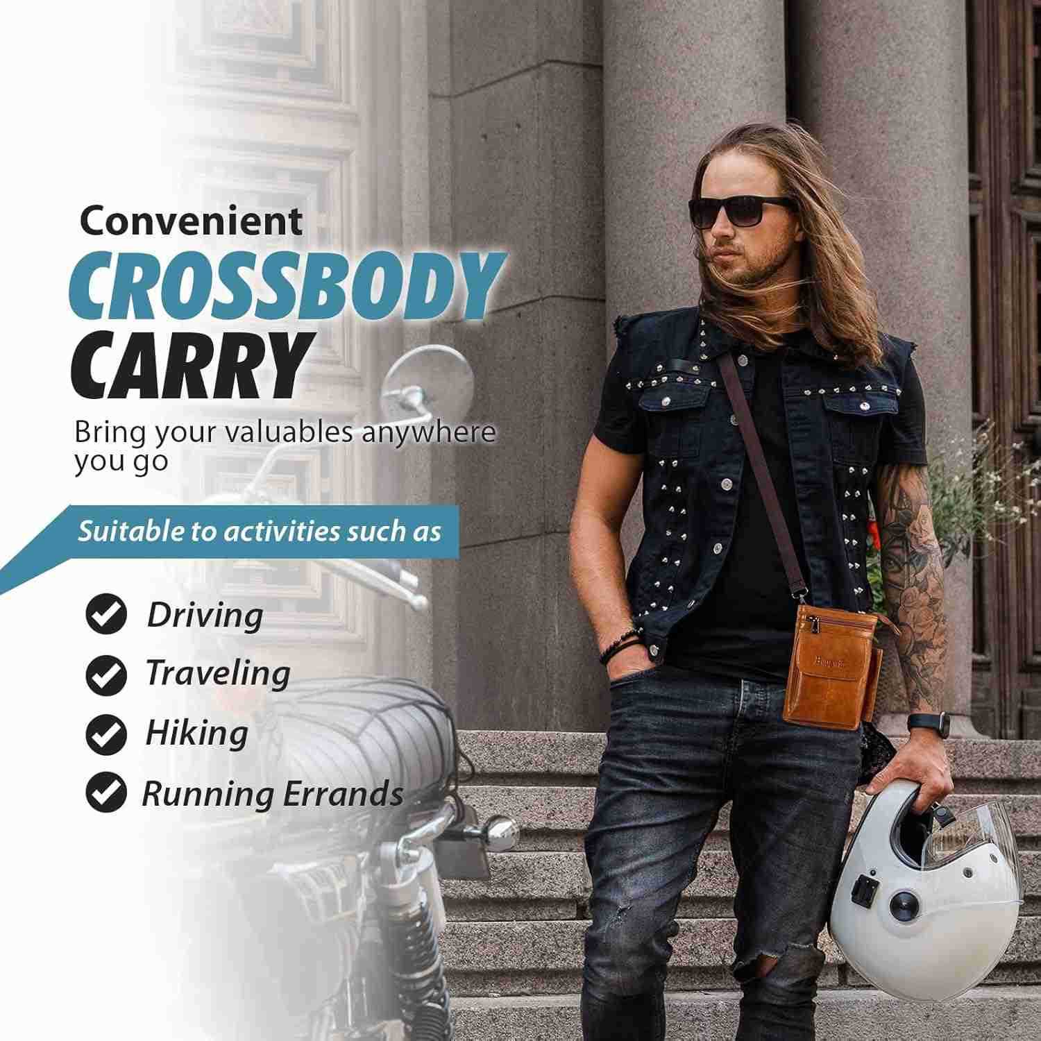Genuine Leather Cell Phone Holster Fit for iPhone 16 15 14 13 Pro Max Note 9 8 S25 S24 S23 Ultra Wallet Case with Belt Clip Passport Pouch Small Cros 