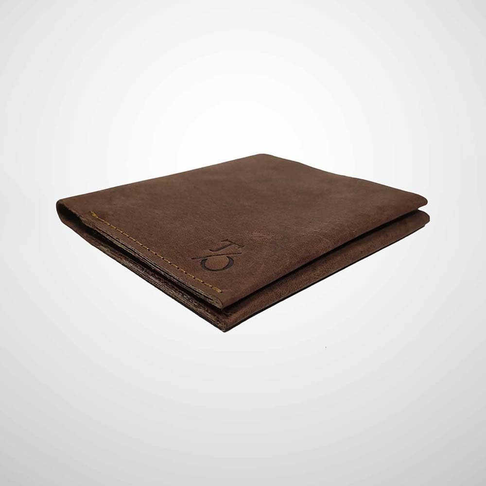 Leather Wallets For Men Vertical Bifold Wallet with 6 Card Slots BrownZ250910