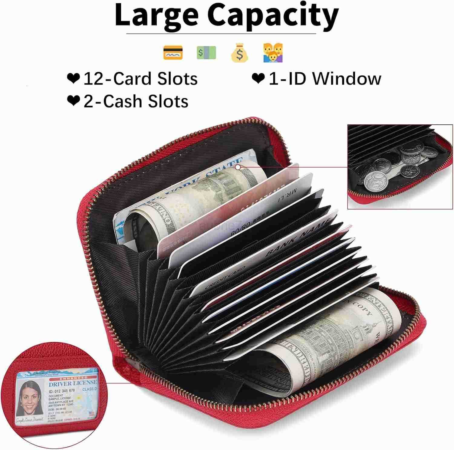 Leather Wallet Women RFID Blocking Small Compact Wallets CARD Holder with ID WindowZ250911