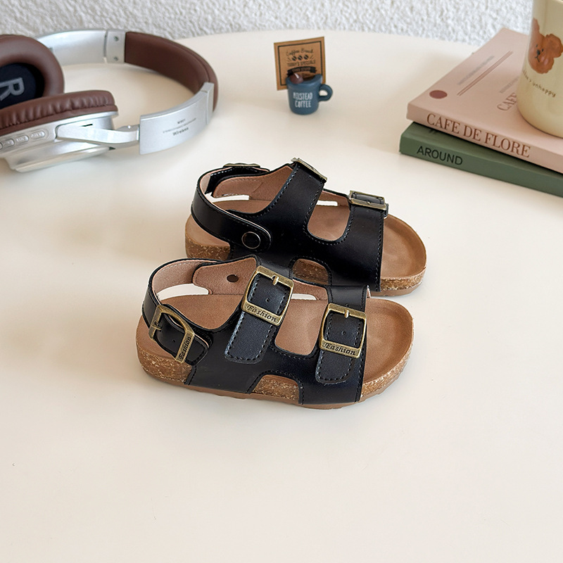 Kids sandal new style spring and summer Hot Sale Boys Girls Comfortable cool sandals Breathable Children Walk Solid Color Minimalism sandals size 21-3
