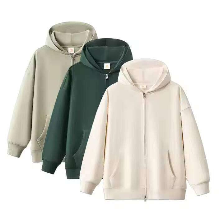 400g Cotton Heavyweight Oversized Cordless Unisex Zipper Blank Streetwear Men's Luxury Hoodie