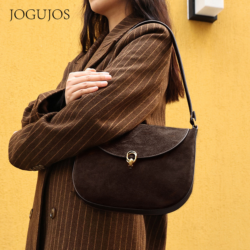 Single Shoulder JOGUJOS New Women's Fashion Leather Large Capacity Armpit Commuter Single Bag Women