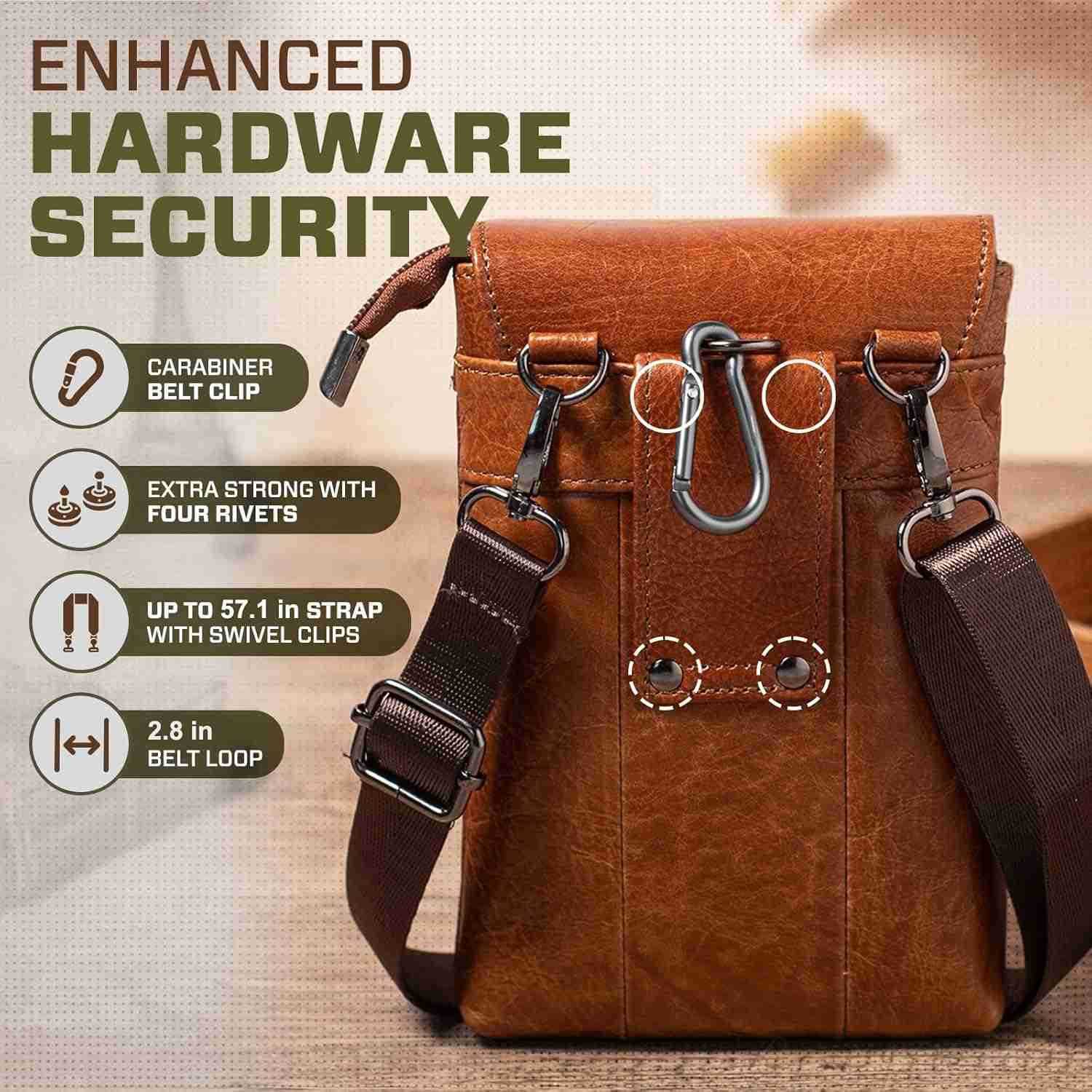 Genuine Leather Small Crossbody Bag for Men Women Cellphone Belt Pouch Bag Travel Passport Wallet Shoulder Holster Z250910