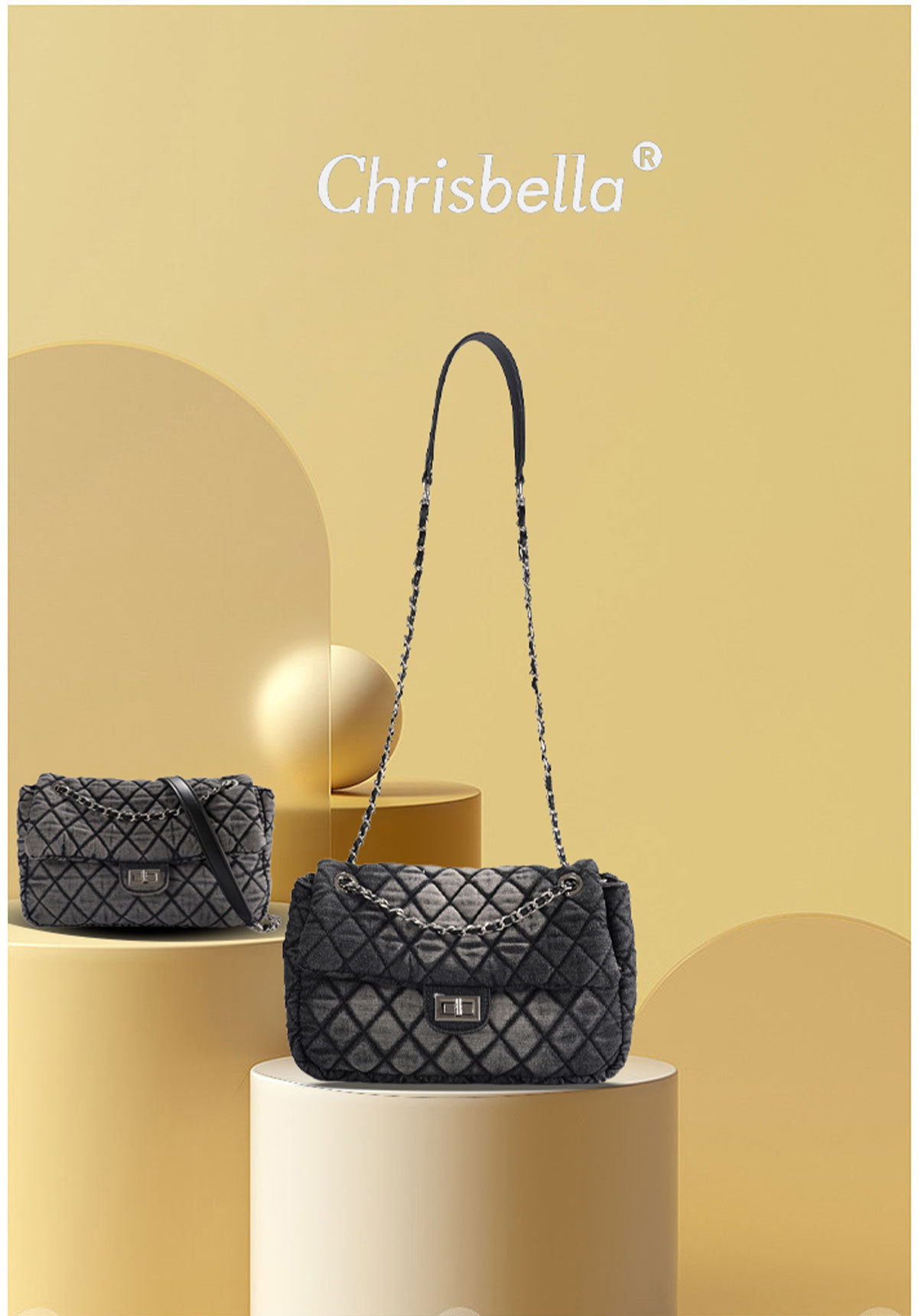 2025 New Washed Denim Crossbody Rhombus Chain Bag