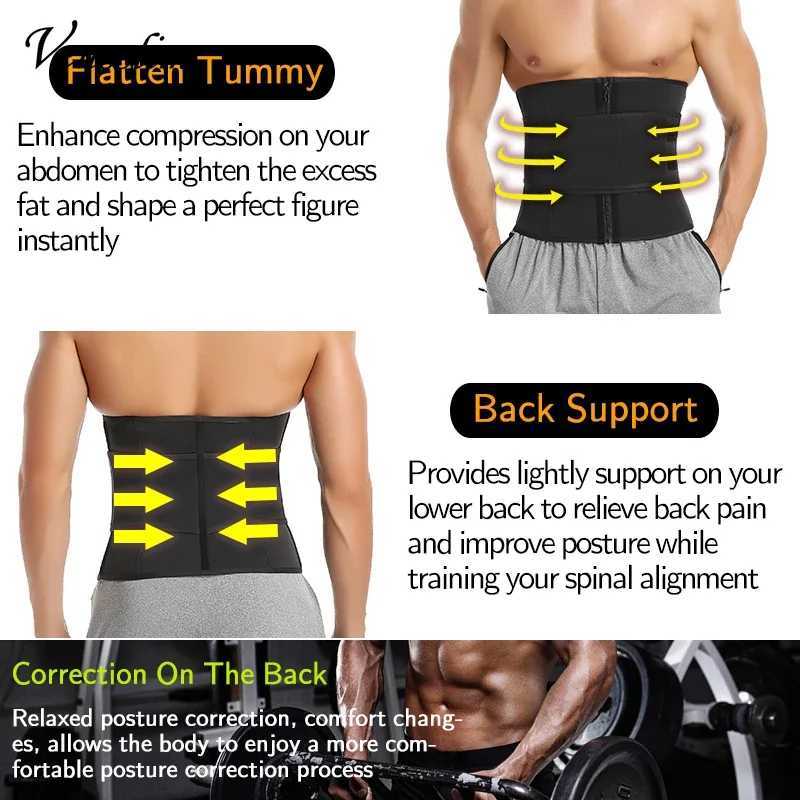 Vensslim Sauna Workout Waist Trimmer Men Weight Loss Neoprene Body Shaper Sweat Belly Belt with Adjustable Straps Corset W250910