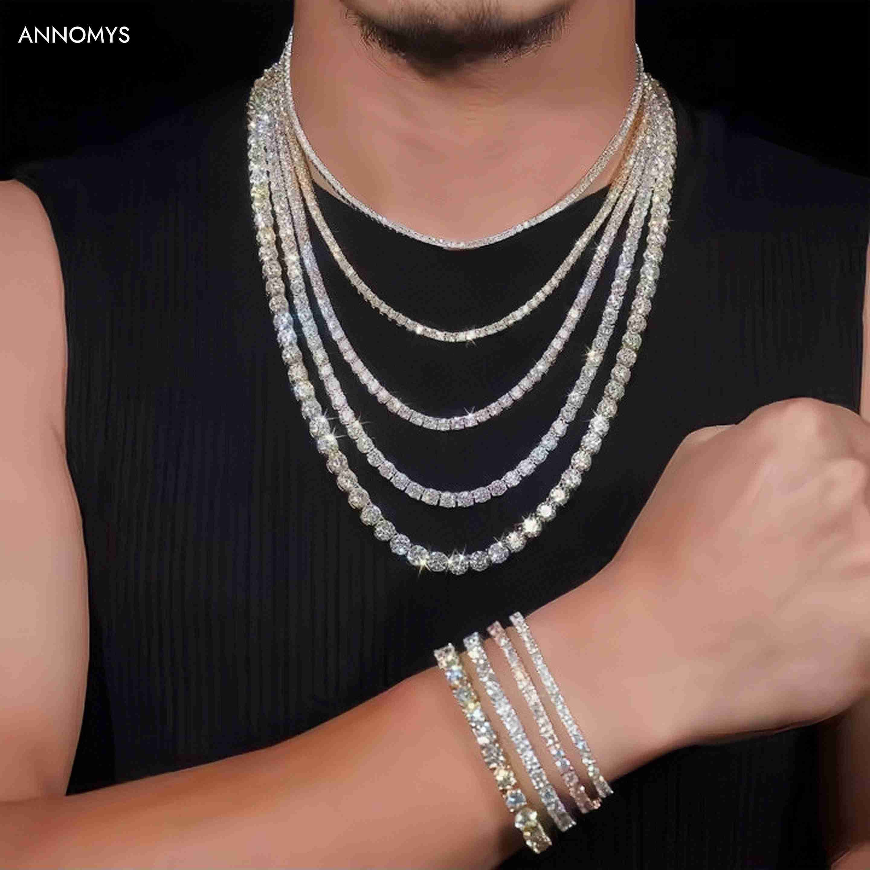 Pass Diamond Tester GRA Hip Hop Jewelry Charms Iced Out 265mm Lab Diamond 925 Silver VVS Moissanite Tennis Chain Necklaces