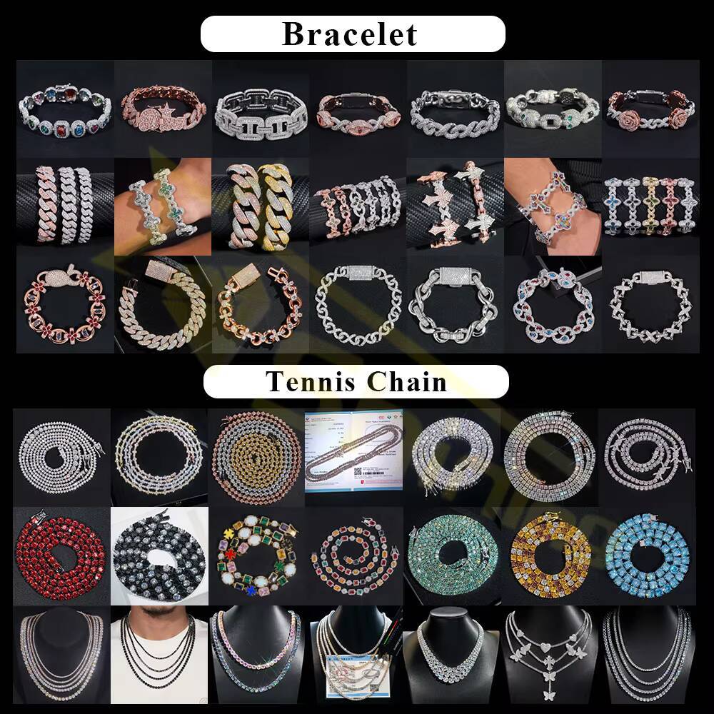 Men Iced Out Silver 925 Necklace Fine Jewelry 12MM 2 Rows Moissanite Miami Cuban Chain Custom Hip Necklace