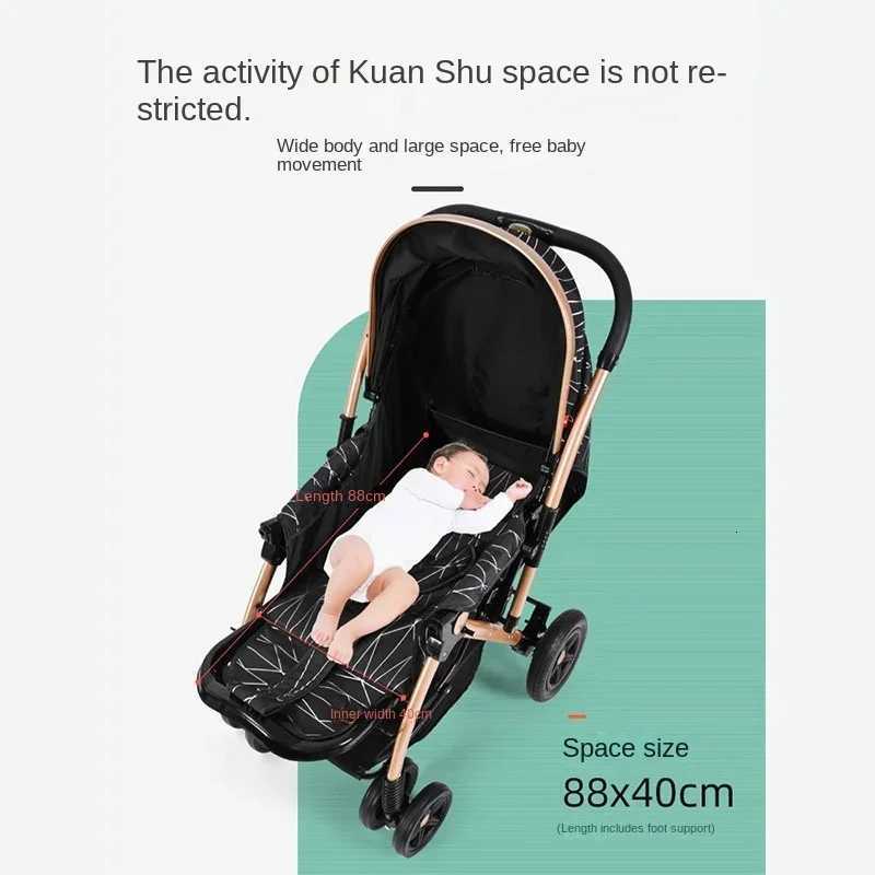 Newborn Baby Stroller Can Sit and Lie 06 Years Old Light OneKey Folding FourWheel Suspension Trolley Breathable and Warm W250910