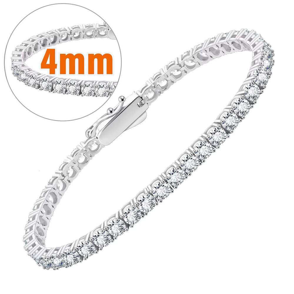 Dia Tennis Sterling Sliver Round Cut Moissanite Classic Bracelet For Women & Men Jewelry