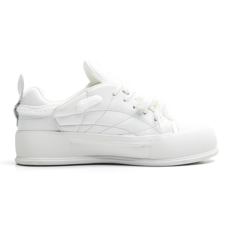 Jiffflyx Qingwantian Q.VONTON Women's Versatile White Shoes Thick Sole Height Increasing Casual Sports Sneakers